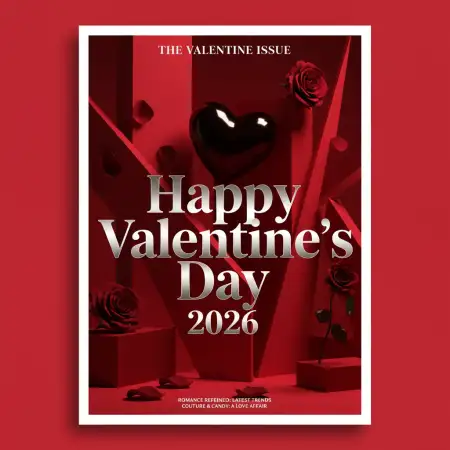 Happy Valentines Day 2026 Modern Poster Design - Free Happy Valentines Day 2026 Download