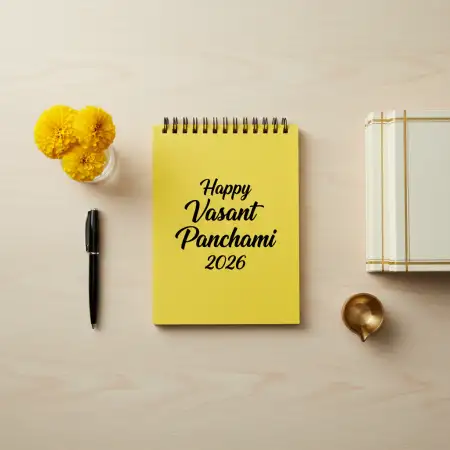 Happy Vasant Panchami 2026 Yellow Theme Design - Free Happy Vasant Panchami 2026 Download