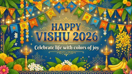 Happy Vishu 2026 Wishes Creative Ad Banner Text Ideas - Free Happy Vishu 2026 Wishes Download