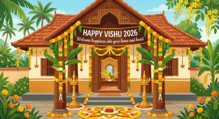 Happy Vishu 2026 Wishes Festival Banner Design Ideas Free Download - Free Happy Vishu 2026 Wishes Download