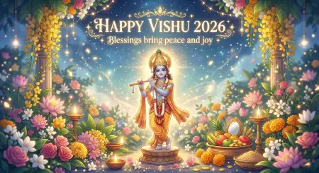 Happy Vishu 2026 Wishes God Krishna Images - Free Happy Vishu 2026 Wishes Download