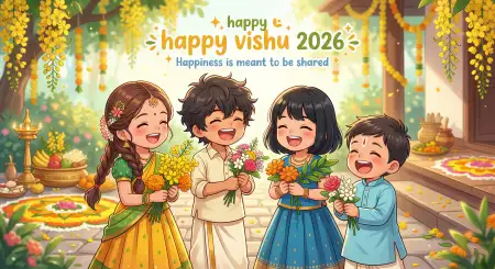 Happy Vishu 2026 Wishes Images With Flowers - Free Happy Vishu 2026 Wishes Download