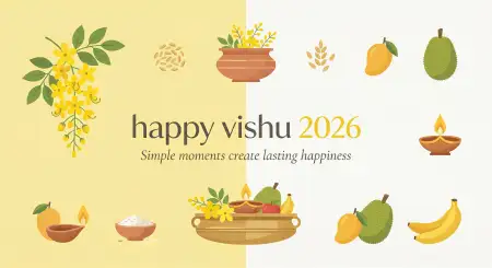 Happy Vishu 2026 Wishes Vector Poster Template Free Download - Free Happy Vishu 2026 Wishes Download