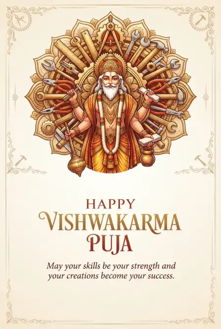 happy vishwakarma puja wishes for friends 2026 - Happy Durga Puja