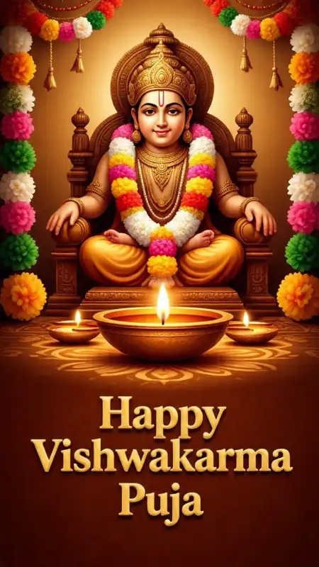 Happy Vishwakarma Puja Wishes With Lord Vishwakarma Image - Free Happy Vishwakarma Puja Wishes Download