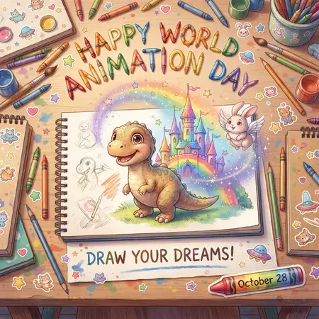 happy world animation day 2026 illustration - World Animation Day 2026