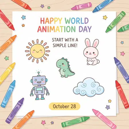 happy world animation day 2026 modern graphic design - World Animation Day 2026