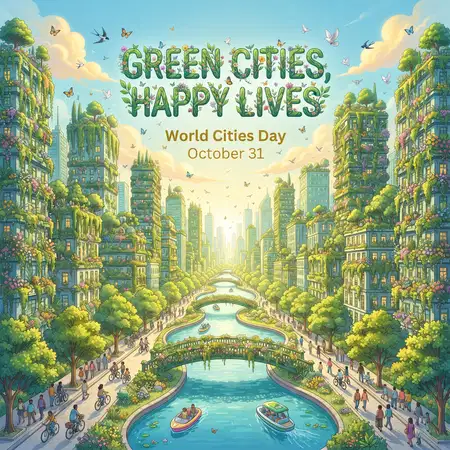 happy world cities day 2026 green planet green cities - World Cities Day 2026