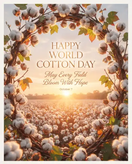 happy world cotton day greeting card