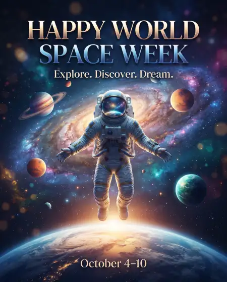 happy world space week poster - World Space Week 2026
