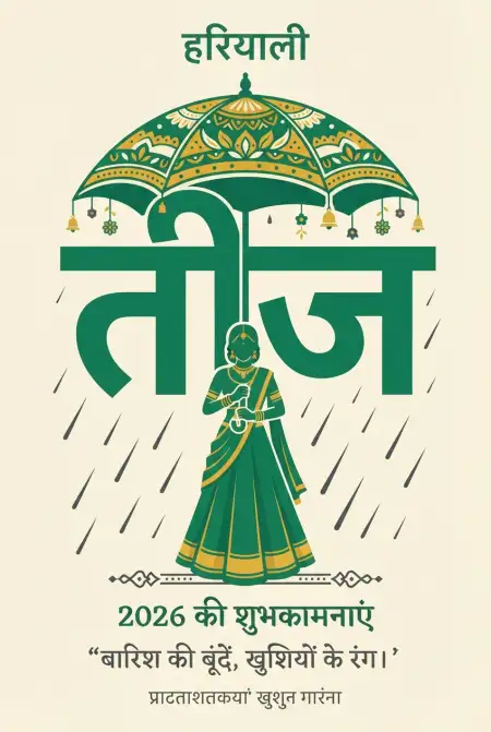 hariyali teej 2026 greeting card design - Happy Hariyali Teej 2026