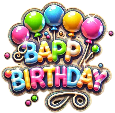 hd colorful happy birthday balloon text for download