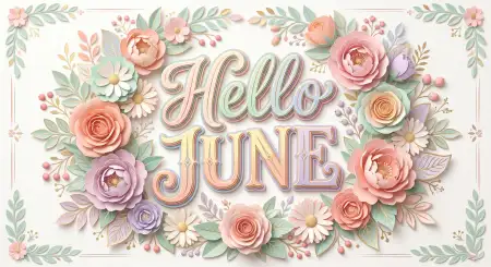 Hello June Floral Frame Background - Free Hello June Download