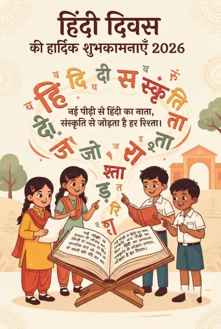 hindi diwas wishes for school students 2026