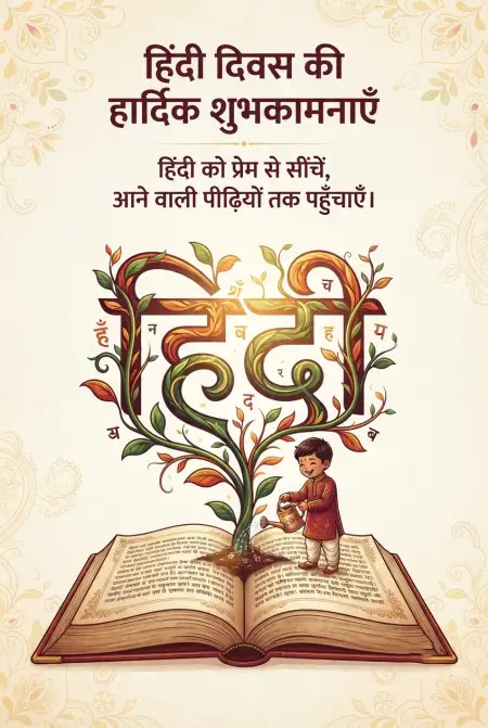 hindi diwas wishes greeting card 2026