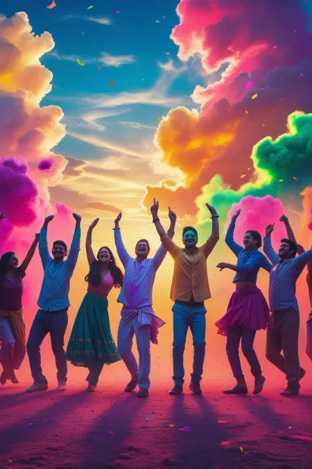 Holi Festival Background With Colorful Powder Burst - Free Background Download