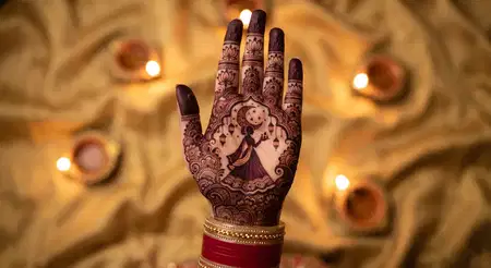 husband wife karwa chauth mehndi design