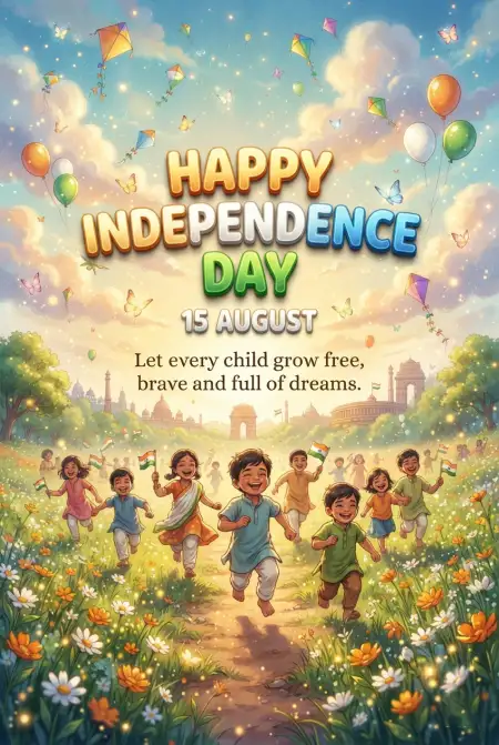 Independence Day Wishes 2026 For Children - Free Indian Independence Day Wishes 2026 Download