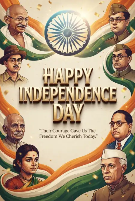 Independence Day Wishes 2026 With Freedom Fighters - Free Indian Independence Day Wishes 2026 Download