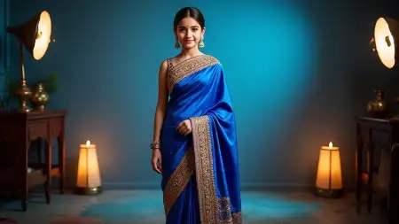 Indian Bridal Portrait In Blue Designer Dress - Free Blue Download