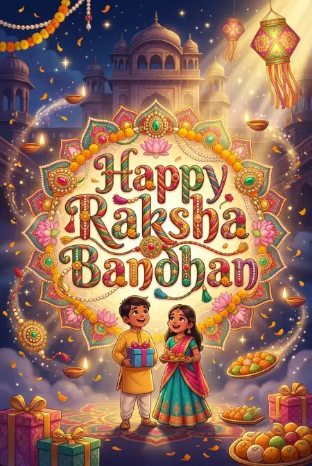 Free Indian Festival Rakhi Wishes For Little Kids Image Download