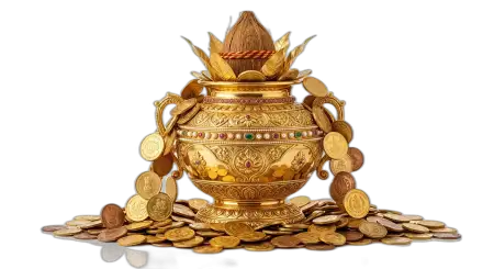 Free Indian Golden Kalash With Coins Png Hd Transparent PNG Download