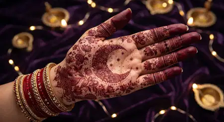 indo arabic karwa chauth mehndi design