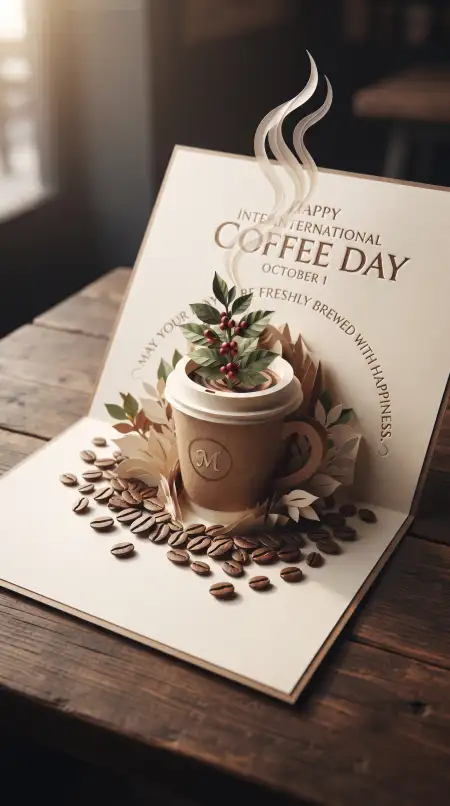 international coffee day 2026 card design - Happy International Coffee Day 2026 Design