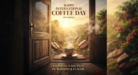 international coffee day 2026 facebook greeting post