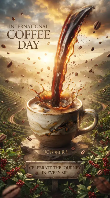 international coffee day cafe poster design