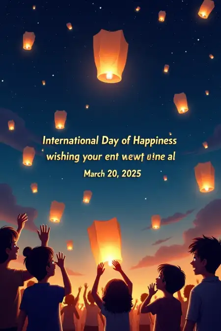 International Day Of Happiness Typography Background - Free Background Download
