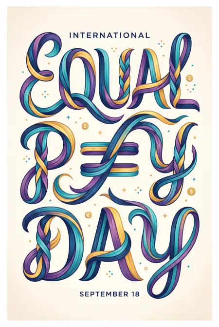 international equal pay day typography design - International Equal Pay Day 2026