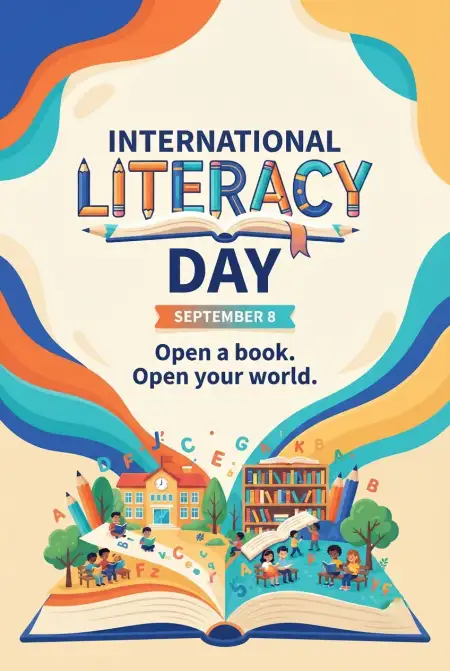 Free International Literacy Day Wishes For Students Image Download