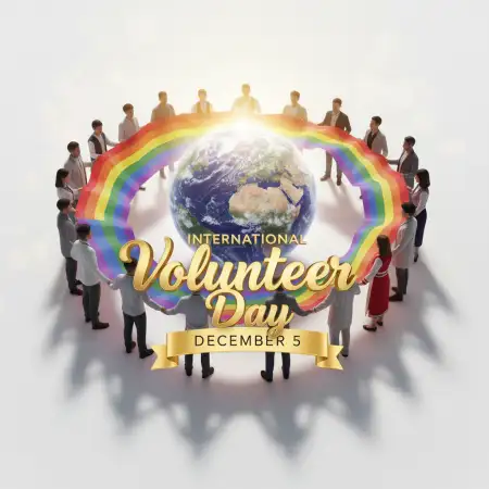 International Volunteer Day Poster With 3D Typography - Free International Volunteer Day Download