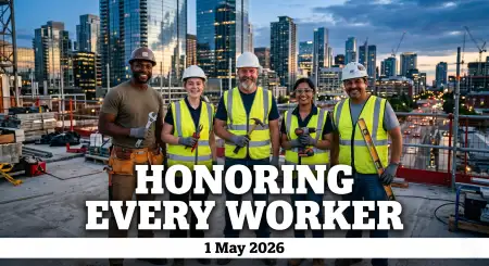 International Workers Day 2026 Celebration Banner Design - Free International Workers Day 2026 Wishes Download