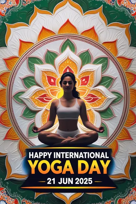 International Yoga Day Wishes Image With Logo - Free Yoga Day Wishes Download