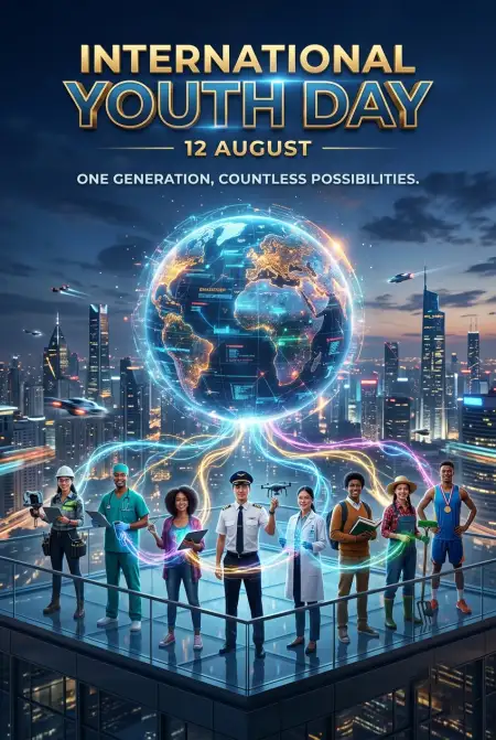 International Youth Day 2026 Global Youth Poster - Free International Youth Day 2026 Download