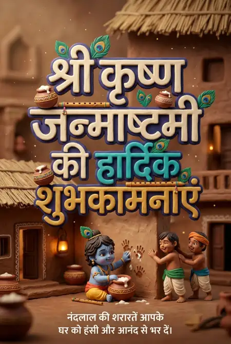 Free Janmashtami Ki Hardik Shubhkamnaye Hindi Message Image Download