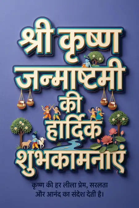 Free Janmashtami Ki Hardik Shubhkamnaye Hindi Quotes Image Download