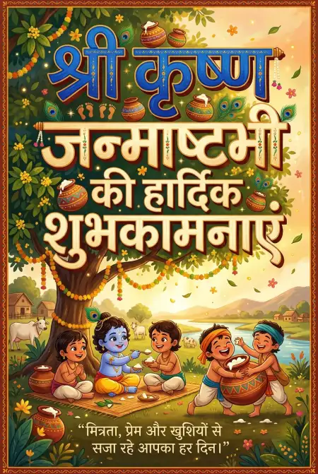 Free Janmashtami Par Shubhkamna Sandesh In Hindi Image Download