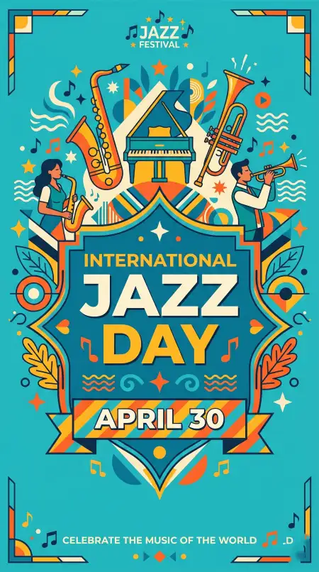 Jazz Day Modern Typography Poster - Free International Jazz Day 2026 Download
