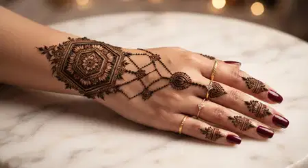jewellery style karwa chauth mehndi design