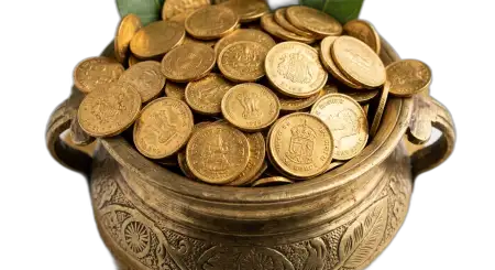 kalash with gold coins png full hd image