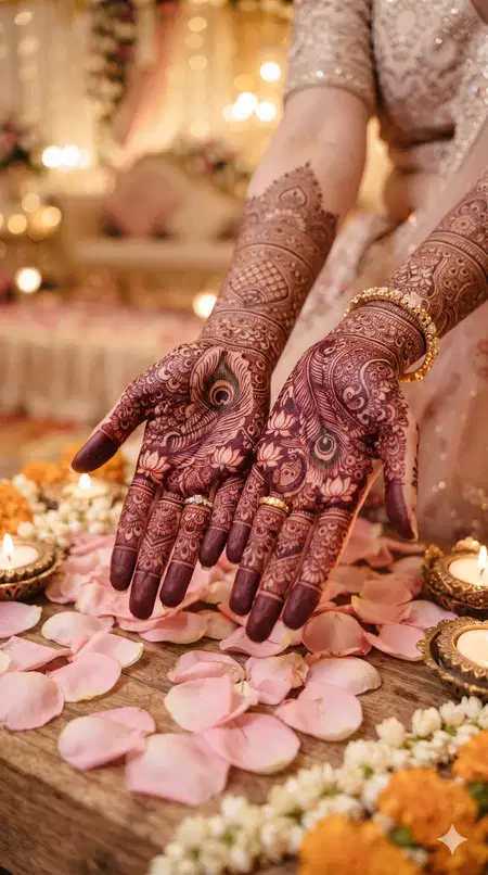 karwa chauth mehndi design with floral patterns