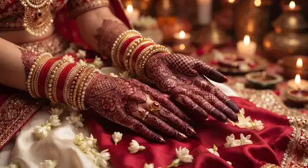 karwa chauth mehndi design with married couple