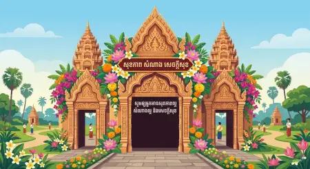 Khmer New Year Wishes Poster With Flowers - Free Khmer New Year Wishes Poster 2026 Download