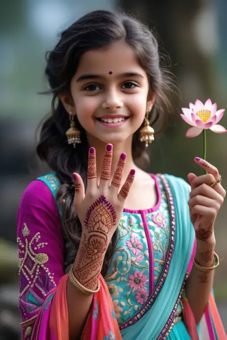 Kids Teej Mehndi Design 2025 New Look - Free Latest Teej Mehndi Design 2025 Download