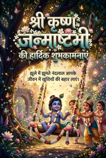 Free Krishna Janmashtami Facebook Wishes In Hindi Image Download
