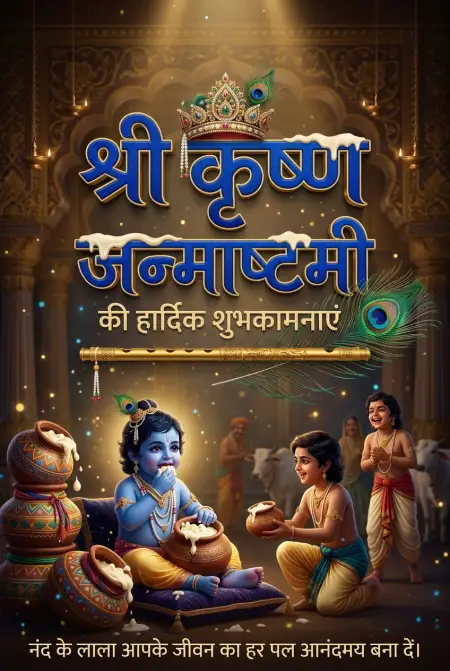 Free Krishna Janmashtami Ki Hardik Shubhkamnaye Wishes In Hindi Image Download