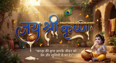 Free Krishna Janmashtami Shareable Wishes In Hindi Image Download